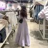 Women Spring and Summer Trend High Waist Pleated Long Skirt Casual Elegant Solid A-line Big Swing Skirt Girl Half Fairy Skirt