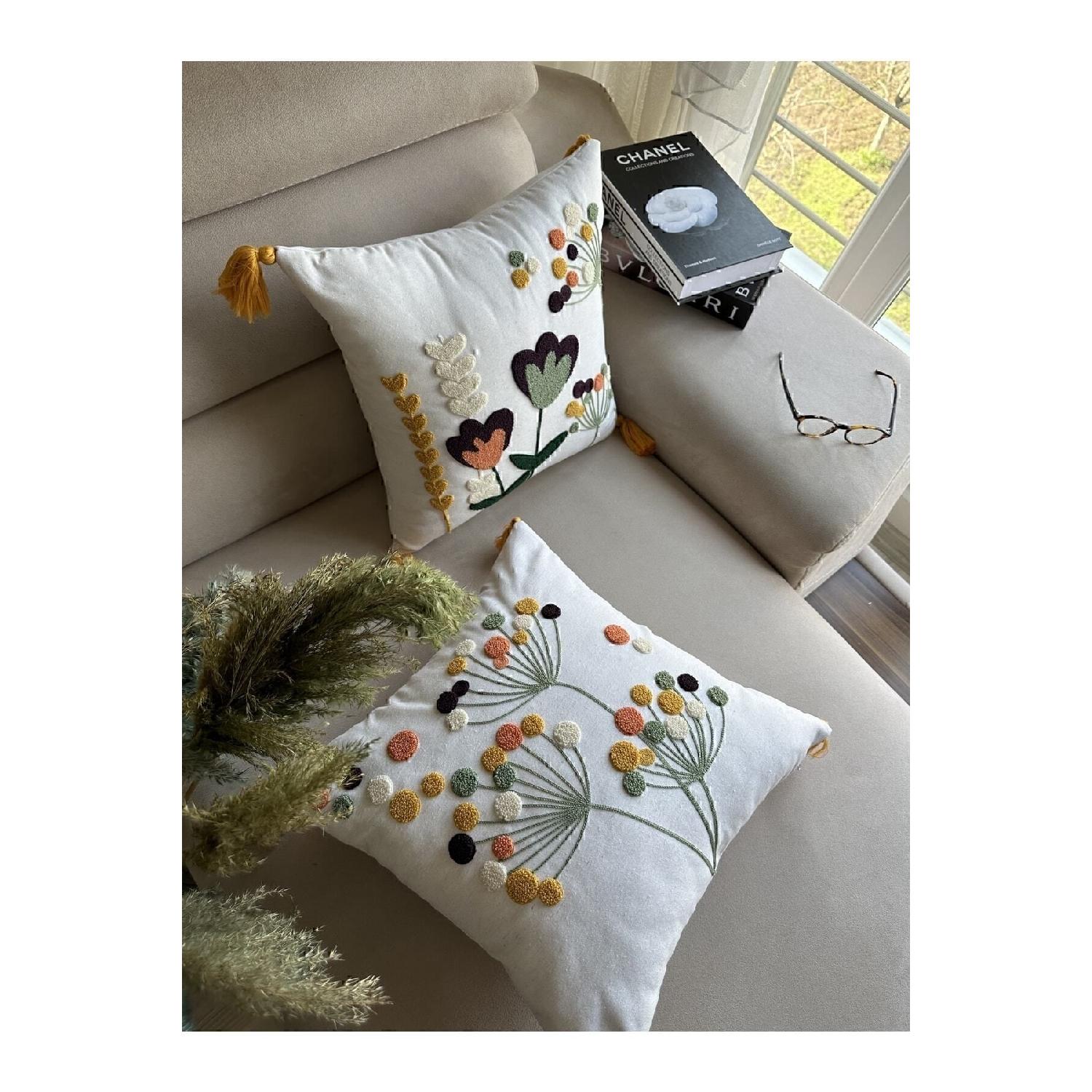 

Starstala Home White Fabric Punch Embroidered 2 Pillow Covers 43 x 43