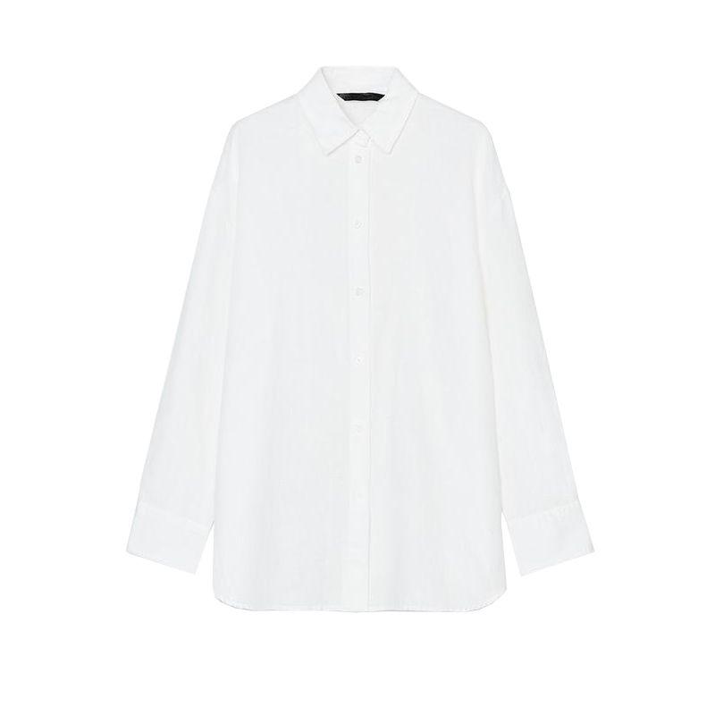 Spring New Women's Clothing Work Clothing Linen Blended Draping Shirt 4764055 4764052 4764051