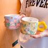 Cute Tulip Cup for Girls Ceramic Mug Couples with High Looks At Home Children's Breakfast Cup Souvenir