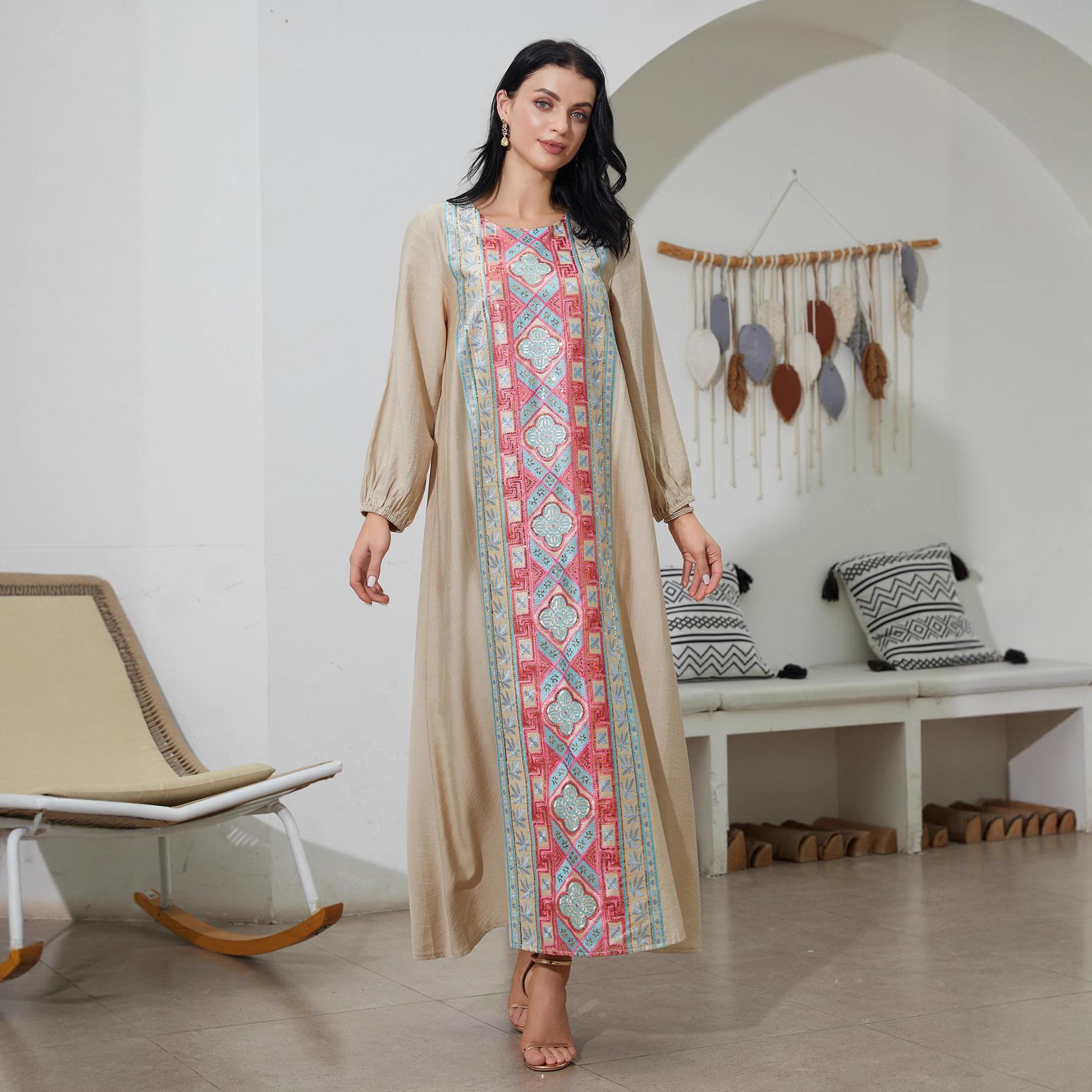 

Middle Eastern Muslim Retro Bohemian Long Dress M верблюд
