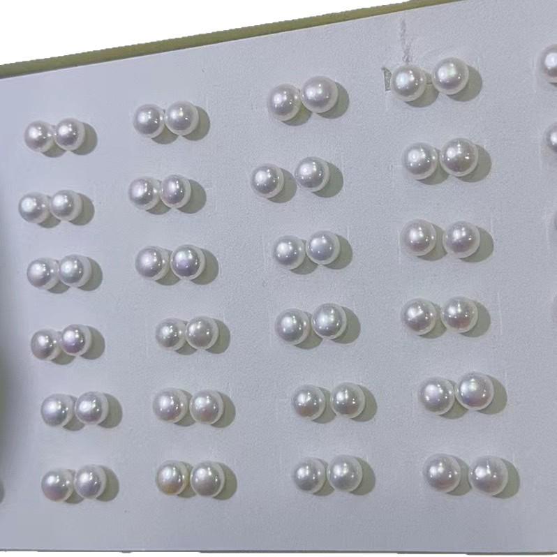 Steamed Bun Pearl Stud Earrings: 8-9mm Freshwater Pearls with S925 Silver Posts
