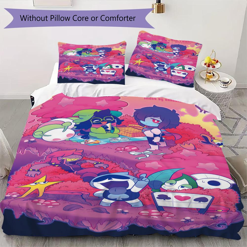 Deltarune Pattern Bedding,Quilt Set Quilt Cover Pillowcase Home Birthday Gift (1*duvet Cover+2*pillowcase,without core)XSJT0917124