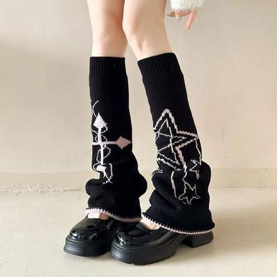 Cowboy Leg Cover  Thin Black Pile Socks Paired With Small Leather Shoes And Mid Tube Socks For Women