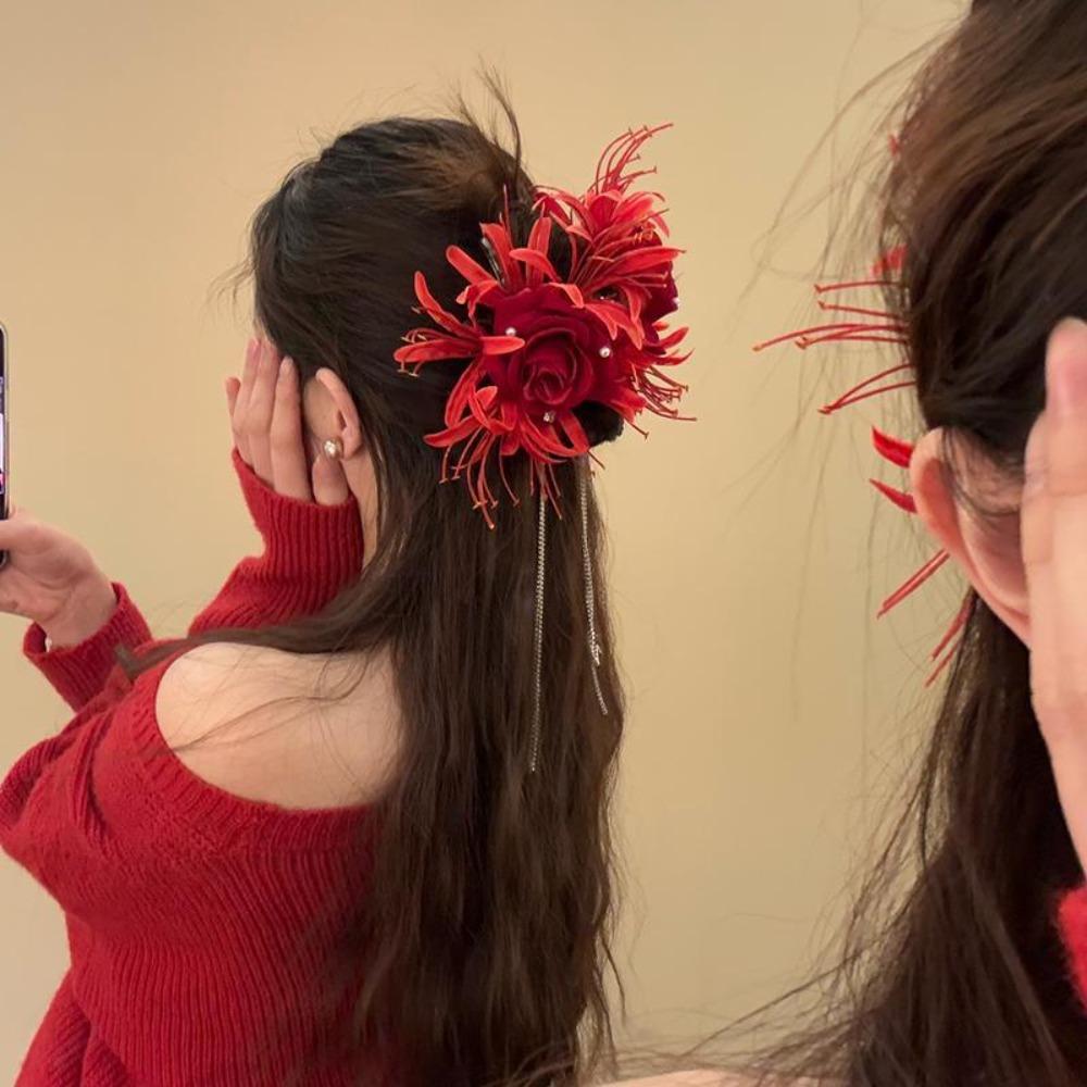 Long Hair Claw Tassels Grasping Clip Vintage Hair Clip  for Women Super Fairy Sweet