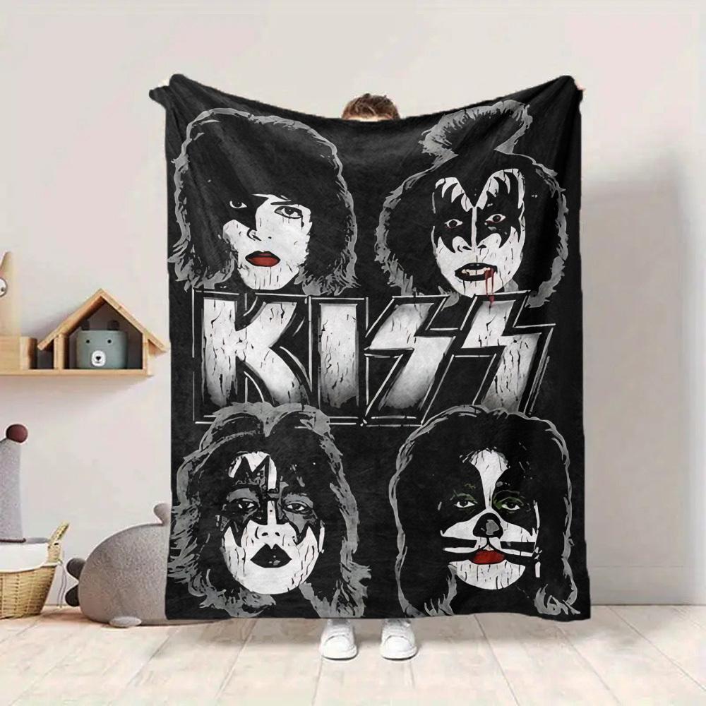 1pc KISS Band Flannel Blanket, Soft Skin Friendly with Digital Printing, Various Sizes Available for Family, Friends, Birthday