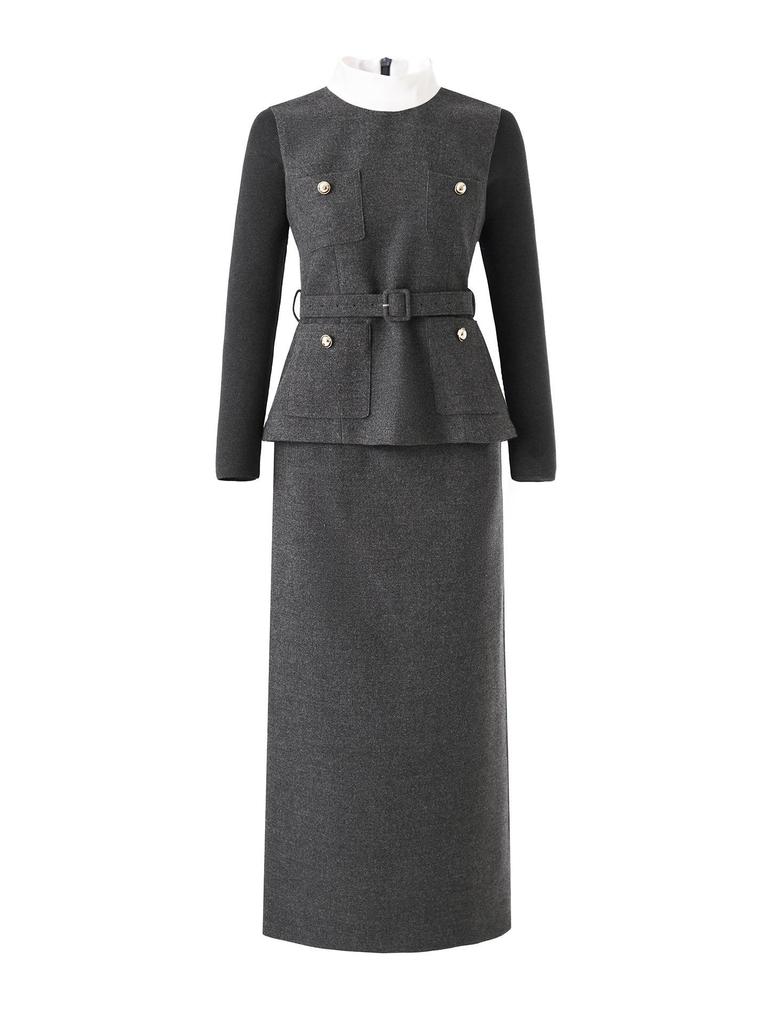 Light Luxury Wool Blend Vest & Knit Skirt Three-Piece Set