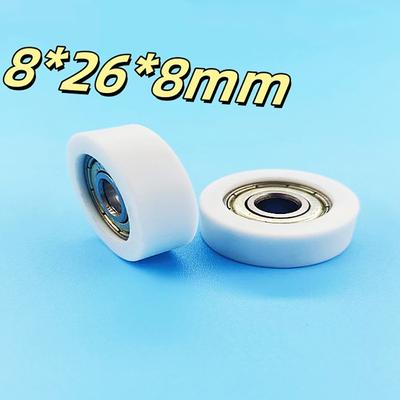 1Pcs 8*26*8Mm Rubber Covered Small Wheels, 608Zz Bearings, Flat Rollers, Pom Rubber Covered Plastic Pulley Bearings