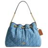 Corrente 35 Padrão Diamante Bolsa de Ombro com Corrente Jeans Grande Bolsa de Ombro Feminina Azul CDC02-IMTYV