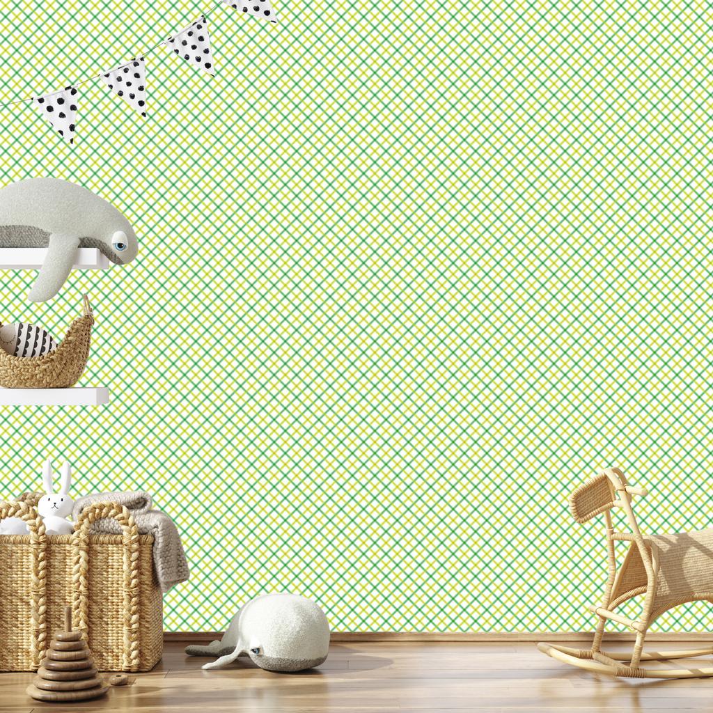 Vichy Cream and Mint Plaid Wallpaper for Living Room and Bedroom 50x1000