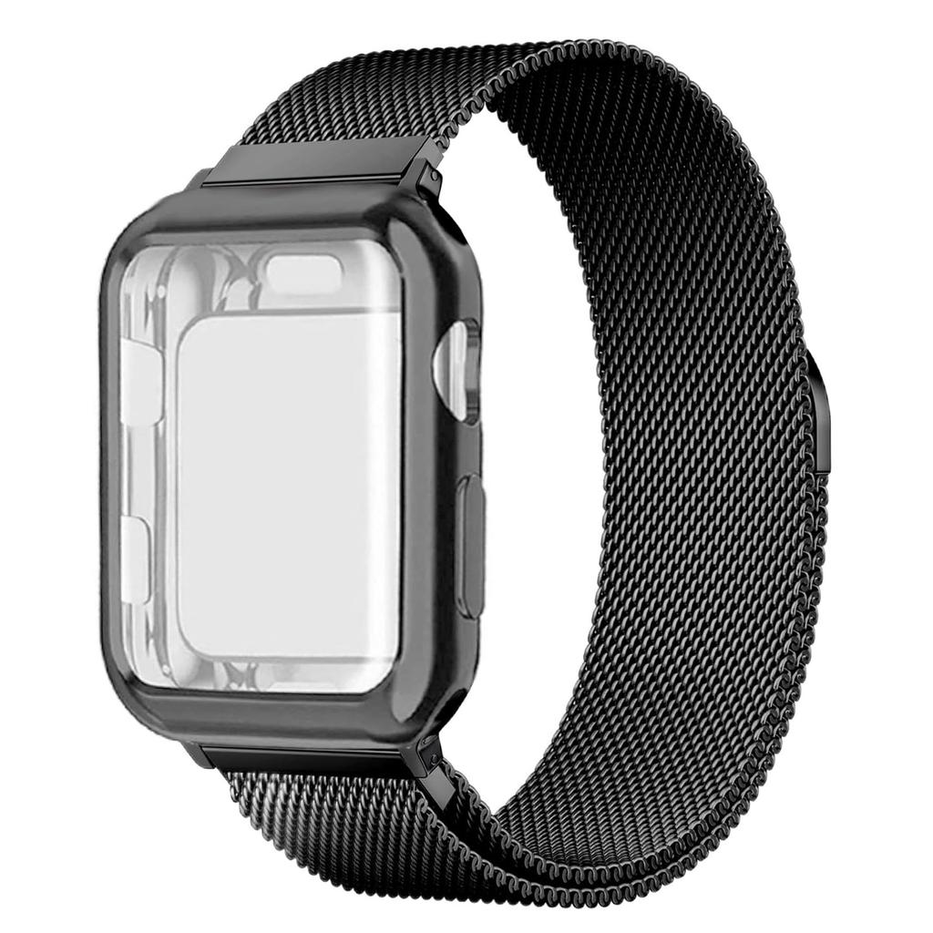 TPU Case+Milanese Loop For apple Watch band 44mm 40mm 45mm 46mm 49mm 42mm 41 38mm Bracelet iwatch Series 10 9 8 SE Ultra 2 Strap
