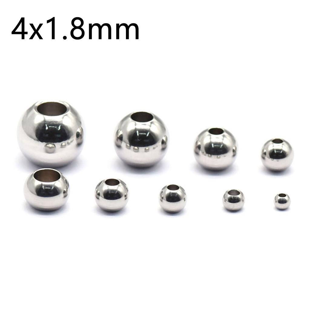 50 Piece 304 Stainless Steel Loose Spacer Beads Charms Silver Color Round Ball Beads For Jewelry Making Diy Necklace Findings