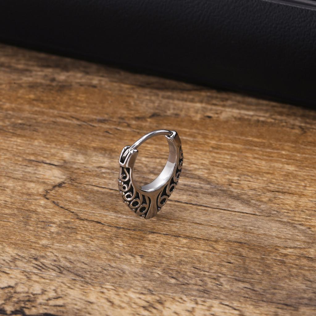 Gothic Hoop Earrings for Men Boys, Rock Punk Stainless Steel Stylish Huggie Hoops Ear Gifts for Him Jewelry