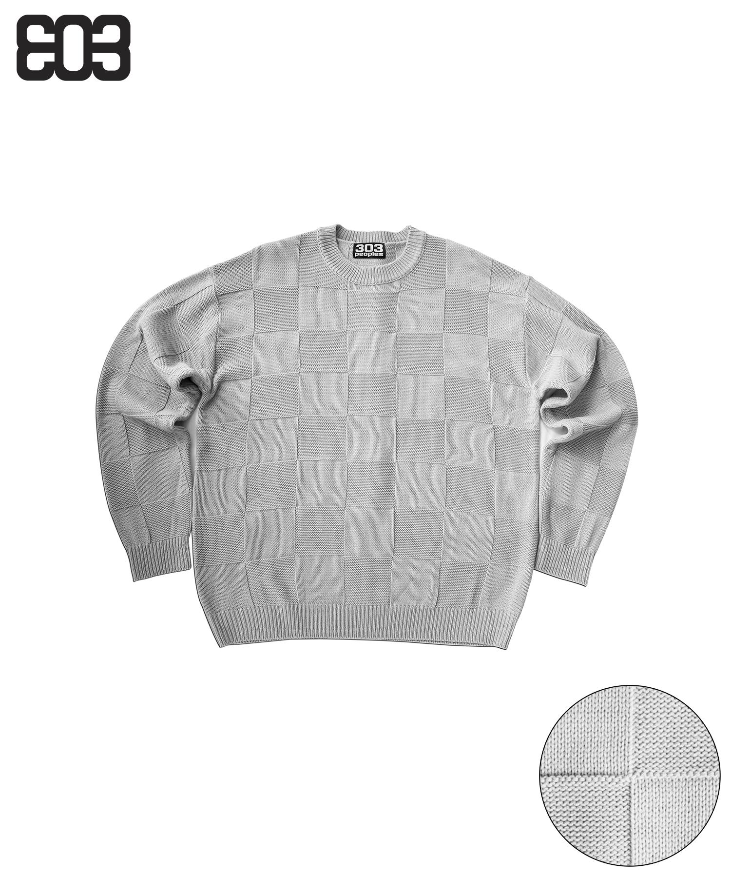 303 Peoples Skn23026 Cotton Checker Reverse Knit Gray Free