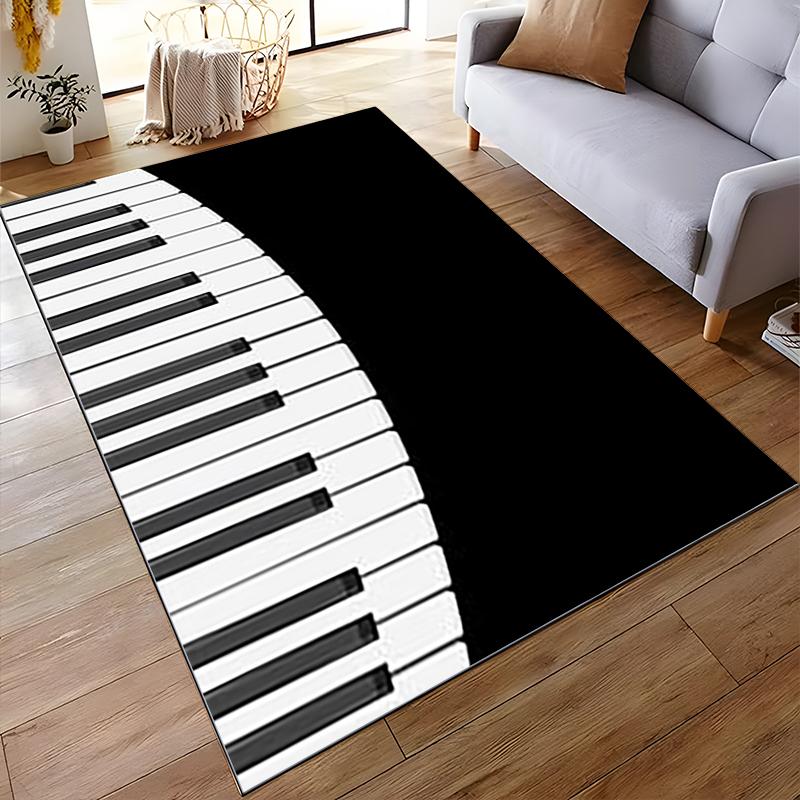 Schwarz-Weiß-Klaviertastatur-Design-Teppich für Wohnzimmer-Dekoration Geeignet für die Verwendung als Anti-Rutsch-Matte für Wohnzimmer, Schlafzimmer, Sofas