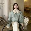 Lapel Deerskin Fleece Fur One-piece Jacket Women's Winter Thickened Warm Fashion All-match Short Top
