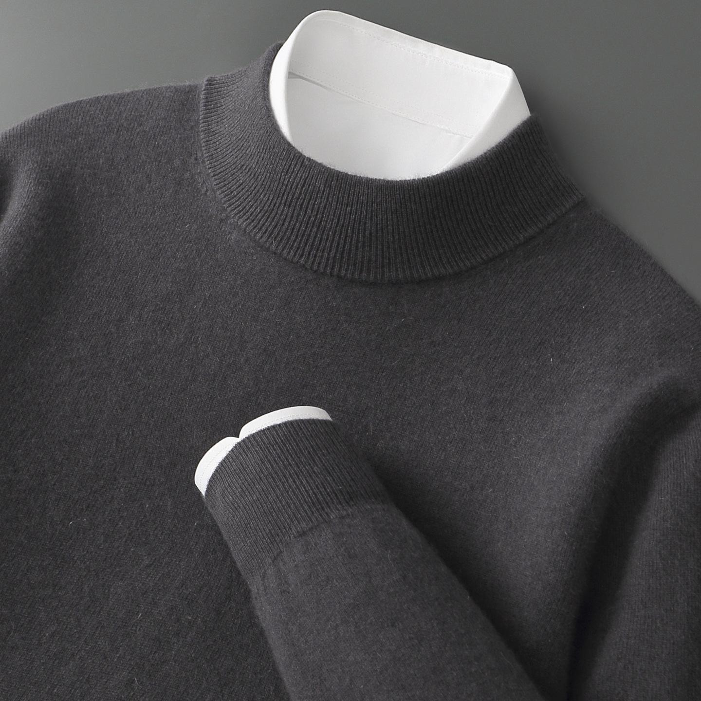 

2025 Men s Cashmere Half-High Neck Wool Sweater - Warm, Breathable, Business Casual Knit for Autumn/Winter M