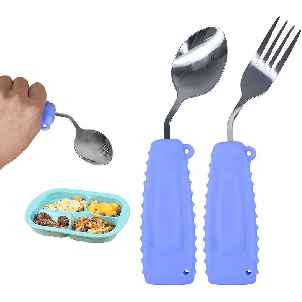 Adaptive Utensils, Weight Utensils for Tremors and Parkinson Patients, Utensil Set Spoon and Fork for Elderly
