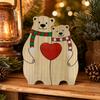 Wooden Bear Ornament with Engraved Names Animal Family Puzzle Customizable