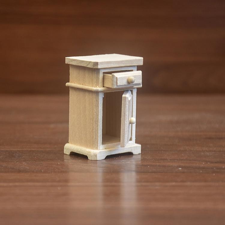 Miniature Dollhouses Display Bedstand Accessory 1/12 Scale, Realistic Zakka Wood Bedstand Dollhouses Miniature