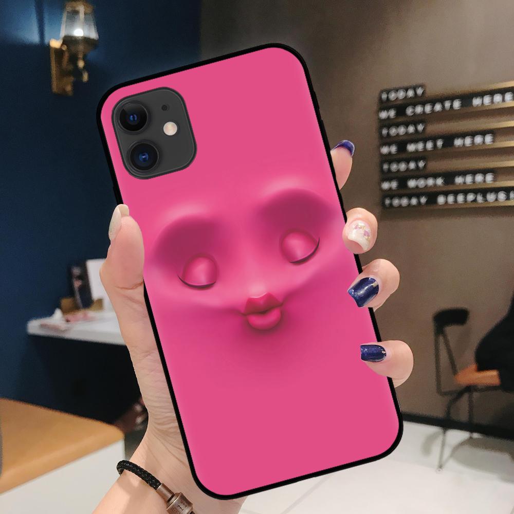 FLYRUI 3D Funny Face Black TPU Soft Phone Case Cover For iPhone SE2 11 Pro XS MAX XS XR 8 7 6 Plus Case 12 Mini 12ProMax