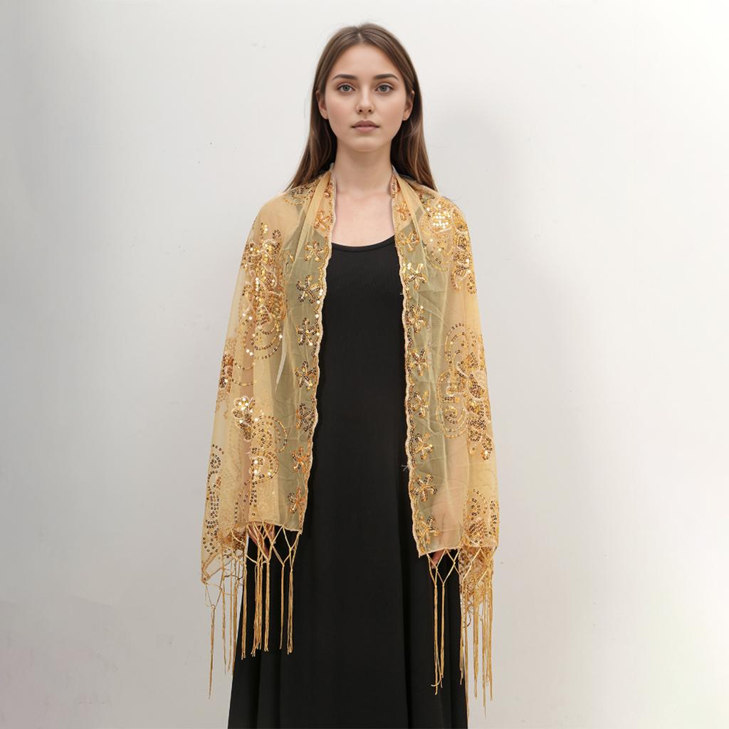 New Sequins Scarf Shawls For Women Evening Dresses Elegant Shawls Female Golden Sparkling Metallic Scarf Shiny Shawls Wraps