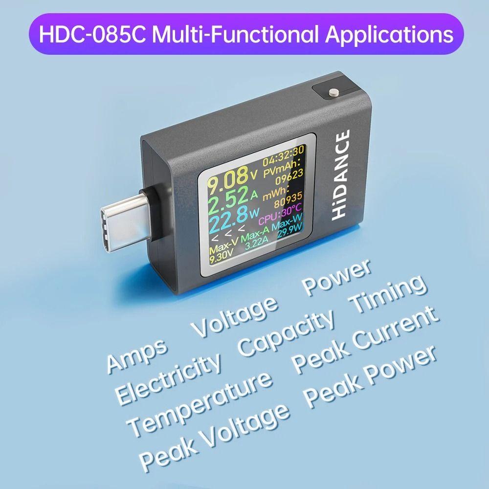 DC 4.5-50V 0-12A 600W USB Type-C Tester LED Color Display USB Amperemeter  For 3C Products
