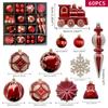 60pcs Reusable Glitter Christmas Balls Pendant Shatterproof Xmas Tree Ornaments  Holiday Festive