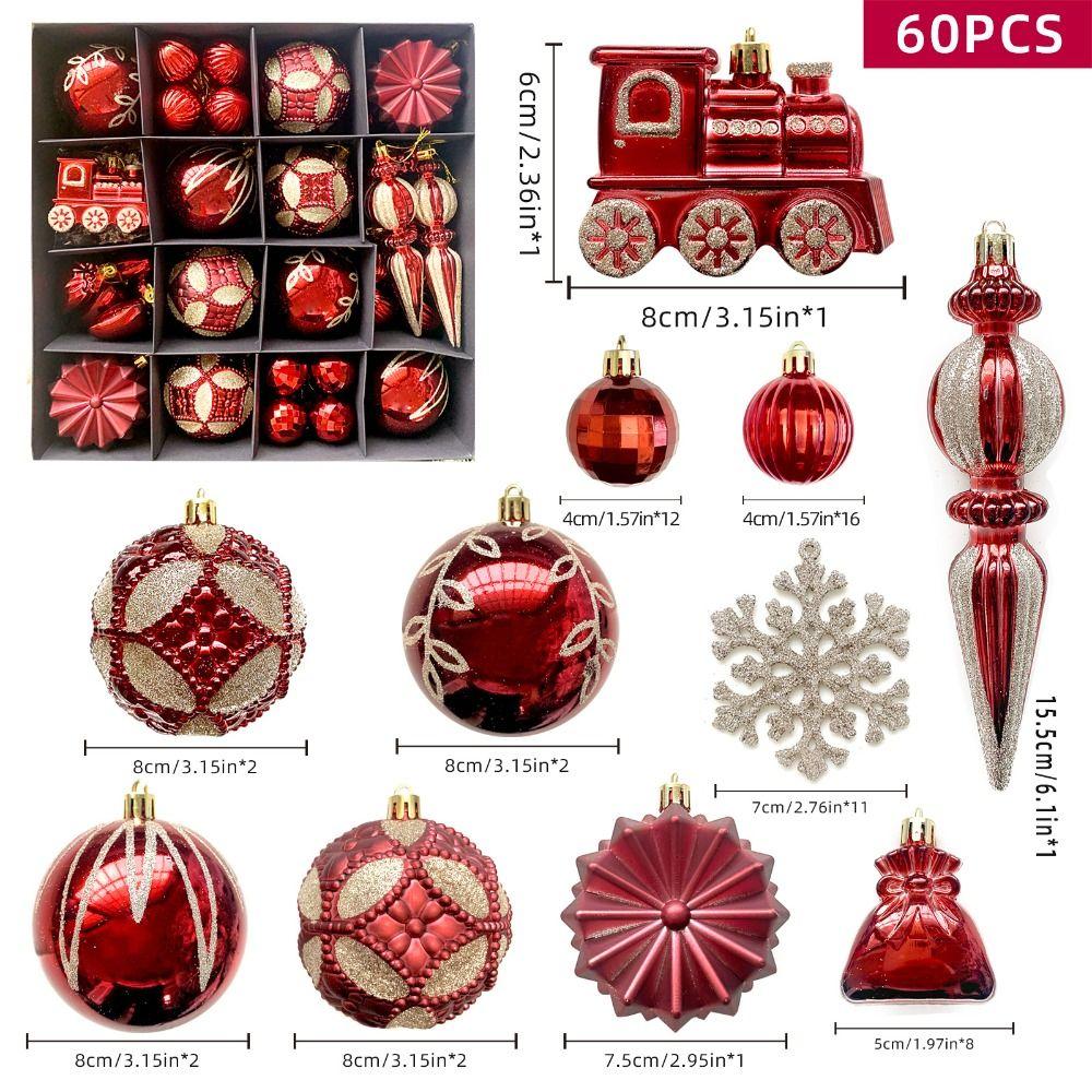 60pcs Reusable Glitter Christmas Balls Pendant Shatterproof Xmas Tree Ornaments  Holiday Festive