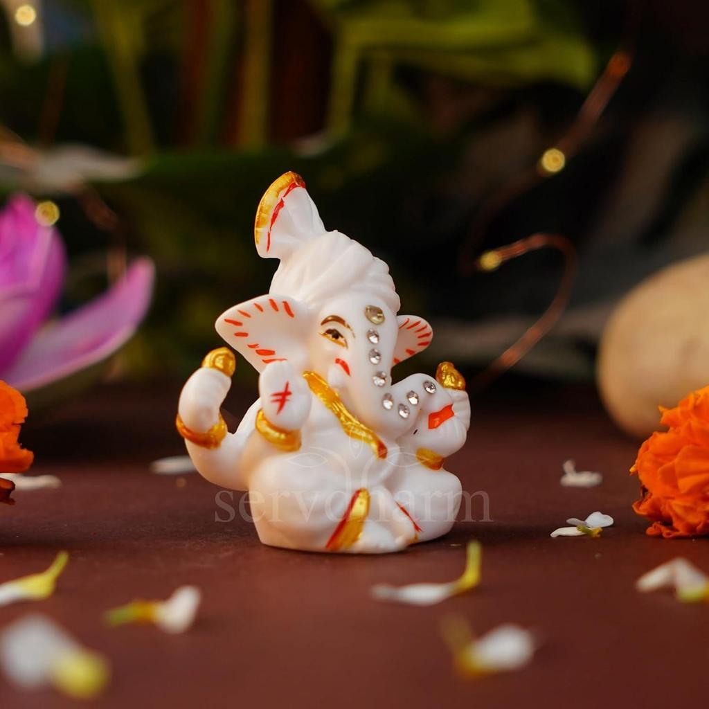 Pagri Ganesh Ji Murti Decorative Showpiece for Home Decor| Ganesh Idol for Car Dashboard Home Temple Office Desk Pooja Room