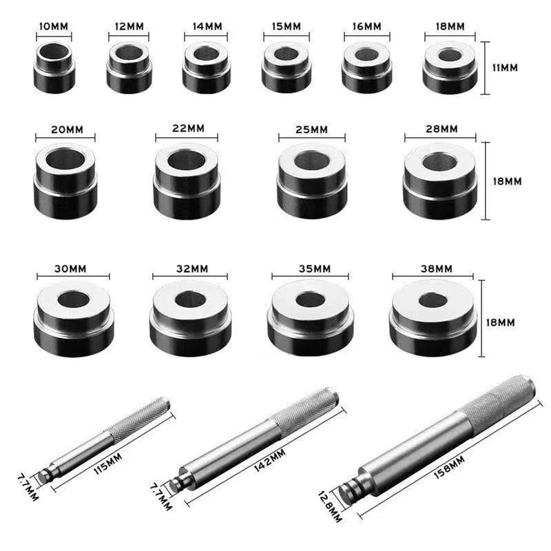Kit di riparazione per smontaggio cuscinetti 17 pezzi/set Estrattore e installatore paraolio Strumenti automobilistici Kit cuscinetti ruota in alluminio