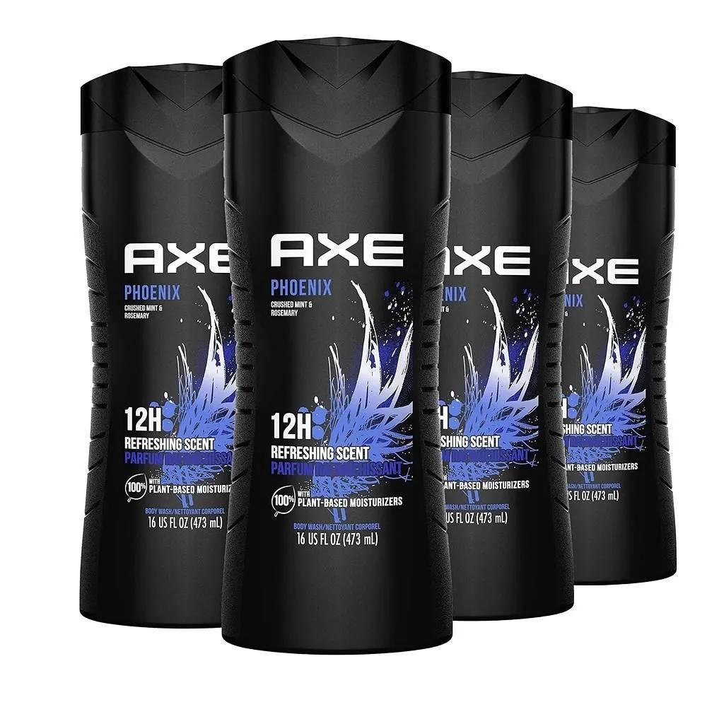 Гель для душа AXE 473 мл 4 шт. Phoenix AXE Гель для душа Phoenix 4 шт. Освежающий аромат на 12 часов Мята и Роза