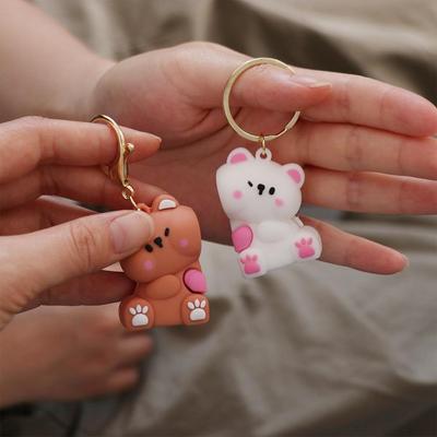 1 paar Hängen Schmuck Magnetische Paar Schlüsselanhänger Kawaii Umarmung Bär Schlüsselanhänger Valentinstag