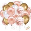 Pearl Rose Gold Latex Balloons Pearl White Metal Rose Gold Confetti Balloon Ribbon Wedding Bridal Shower Decor Birthday Globos
