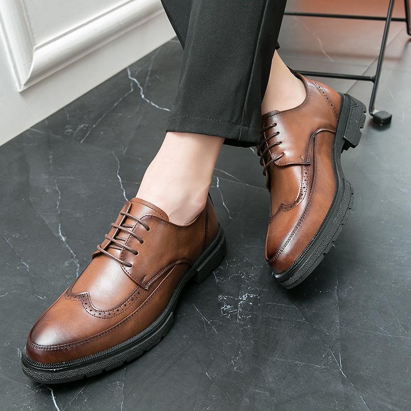Men Dress Buisness Shoes Lace Up Fashion Male Oxfords Italian Business Formal Men's Shoes Wedding Party Leather Mens Suits Shoes