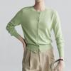 Spring and Autumn Fashion Temperament Versatile Thin Bottom Top Women's Design Sense Simple Casual Solid Color Crew Neck Knitted Cardigan