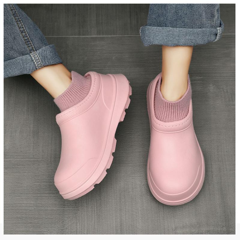 Unisex EVA Hausschuhe Rutschfest Wasserdicht Ölfest Küchenschuhe Indoor Lässig Flach Baumwollpantoffeln Weiche Sohle Klobige Sandalen