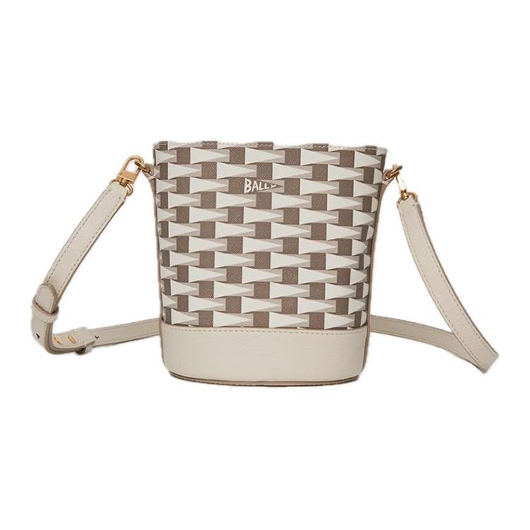 Bally Fashion Casual Letter Logo TPU Bucket Bag Crossbody Shoulder Bag Women Bags Gray Bone-White 6307162
