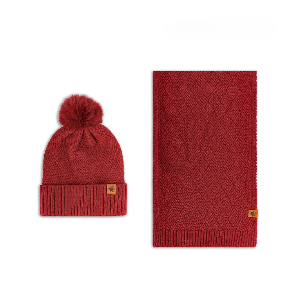 Women's Three Sizes To Choose From: Knitted Hat, Scarf, Glove, Women's Autumn and Winter Outdoor Warm Double Layer Knitted Hat