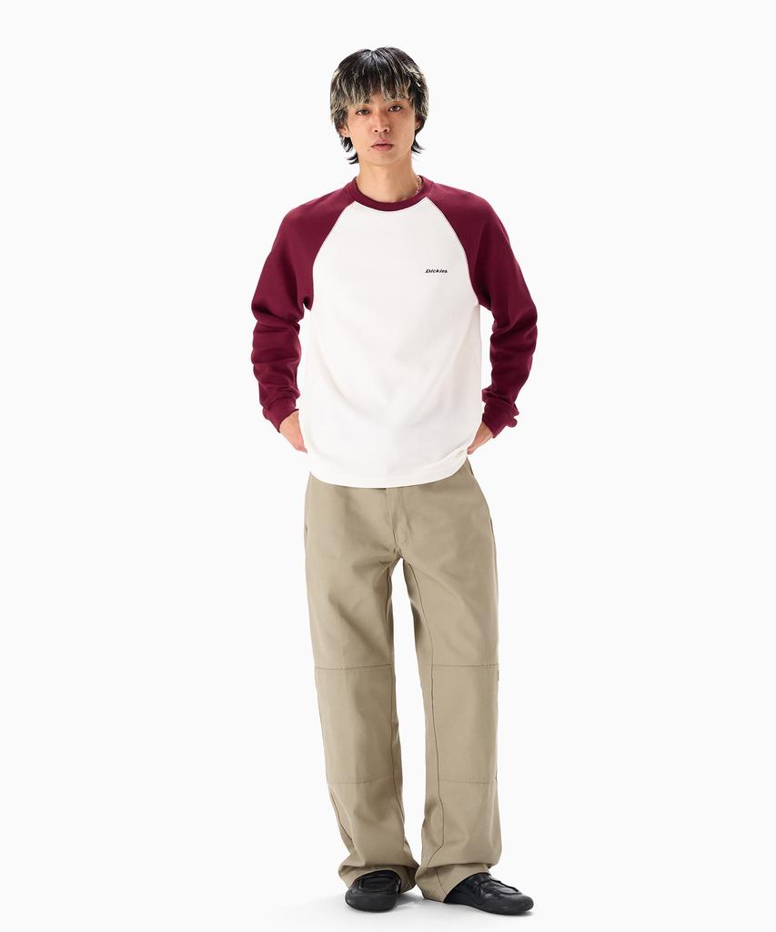 DICKIES Bag Mono Logo Waffle Raglan Long Sleeve Red