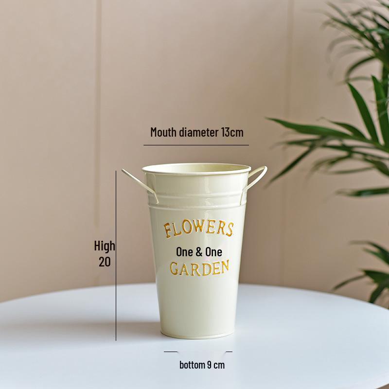 

Ведро для цветочной композиции из кованого железа в скандинавском стиле для живых или сухих цветов, большой напольный декоративный жестяной цилиндр