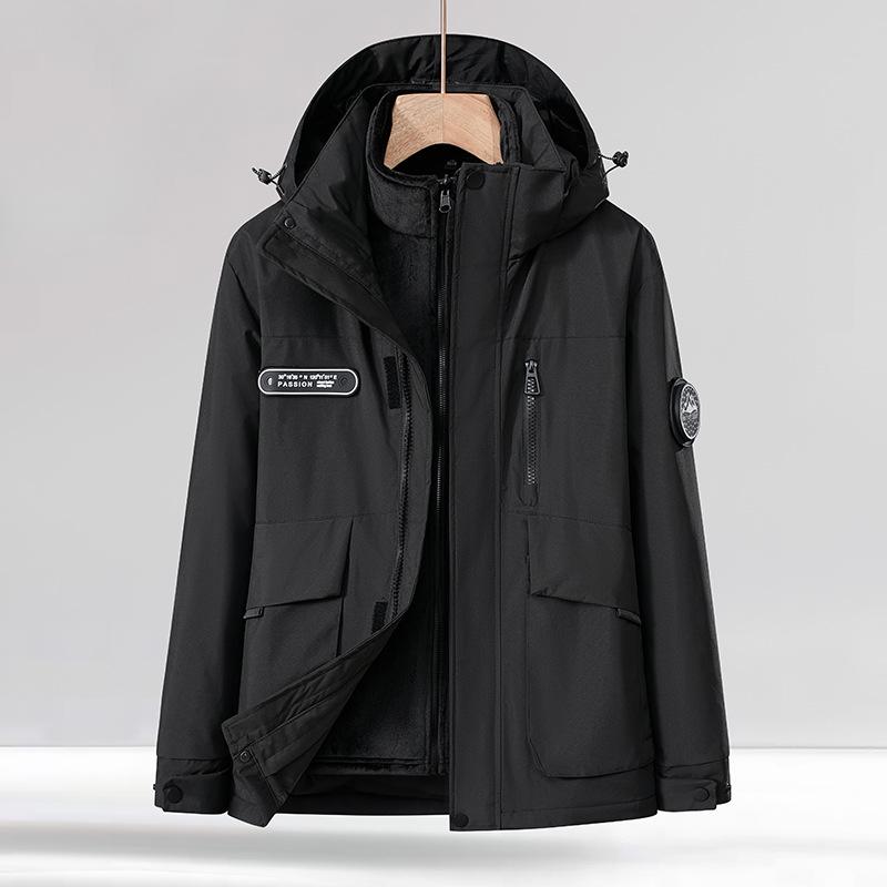 

Мужская и женская ветрозащитная куртка 3-в-1 для активного отдыха с пуховой и флисовой подкладками, теплая и водонепроницаемая для альпинизма. L