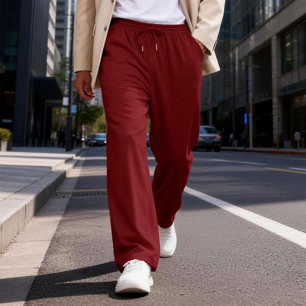 Men's Elastic Waist Drawstring Loose Casual Pants | Comfortable Relaxed-Fit Trousers For Daily & Weekend Wear