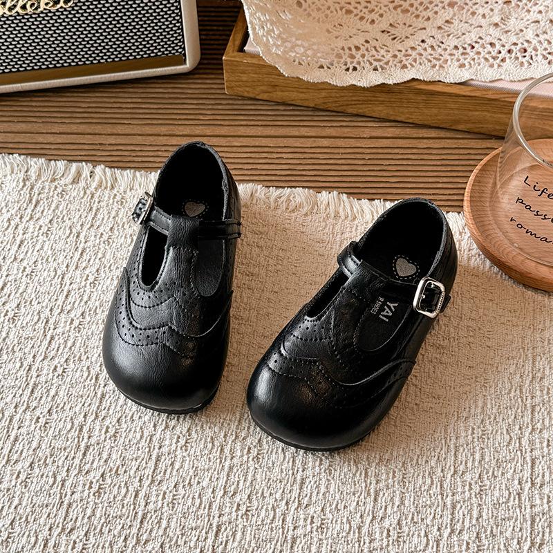 

Girls Retro British Round Toe Mary Jane Shoes Soft Sole Fall Student Flats Princess size 27 чорний