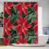 Red Flower Print Shower Curtain Waterproof Bathroom Decor Home Decoration Customizable Size for Bathtub or Tiled Wall Hanging