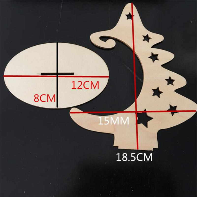 Wooden Christmas Tree Pendant Ornaments Hollow Carved Laser for Home Decoration