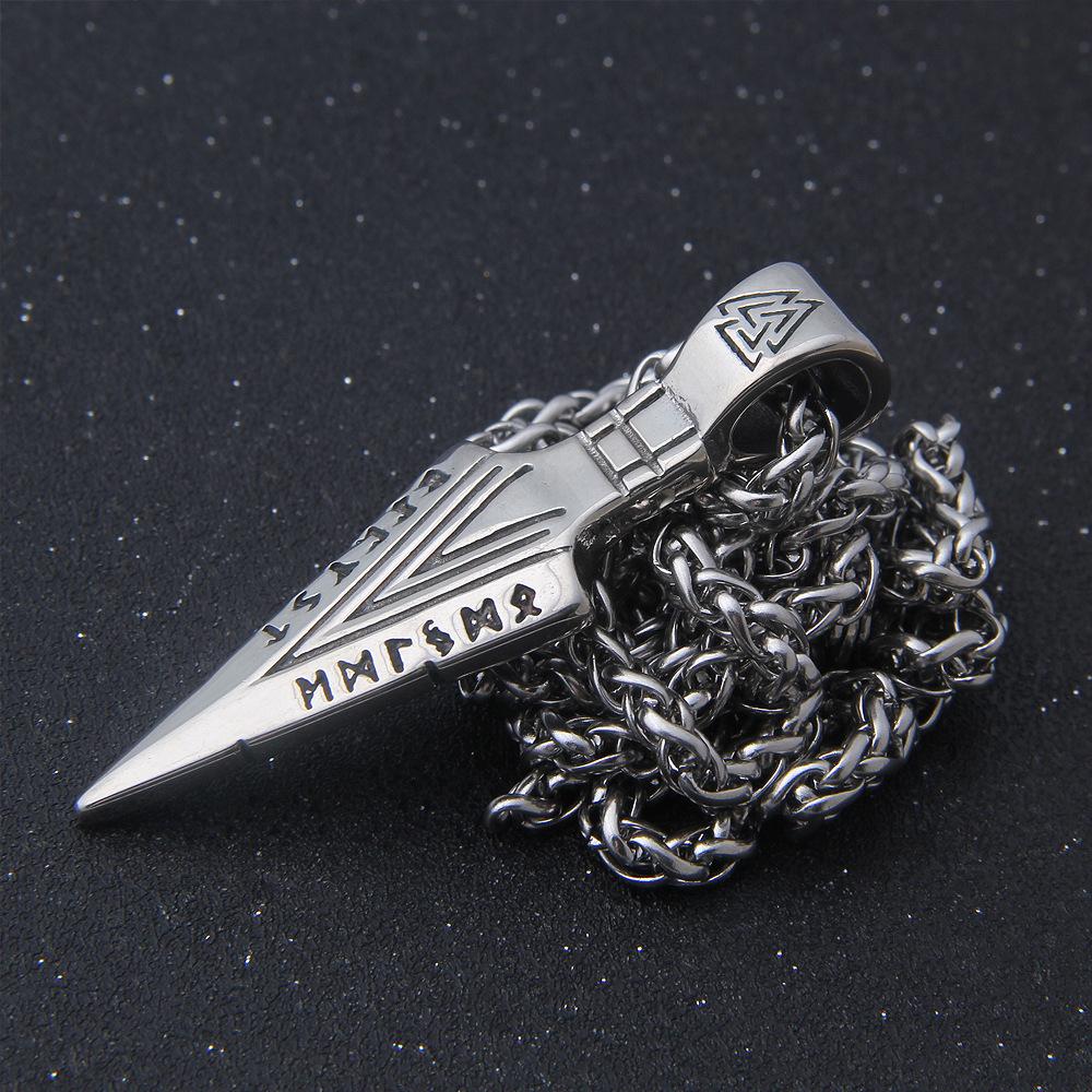 Viking Gungnir Spearhead Necklace Odin Spear Valknut Rune Pendant Stainless Steel Nordic Warrior Amulet for Men