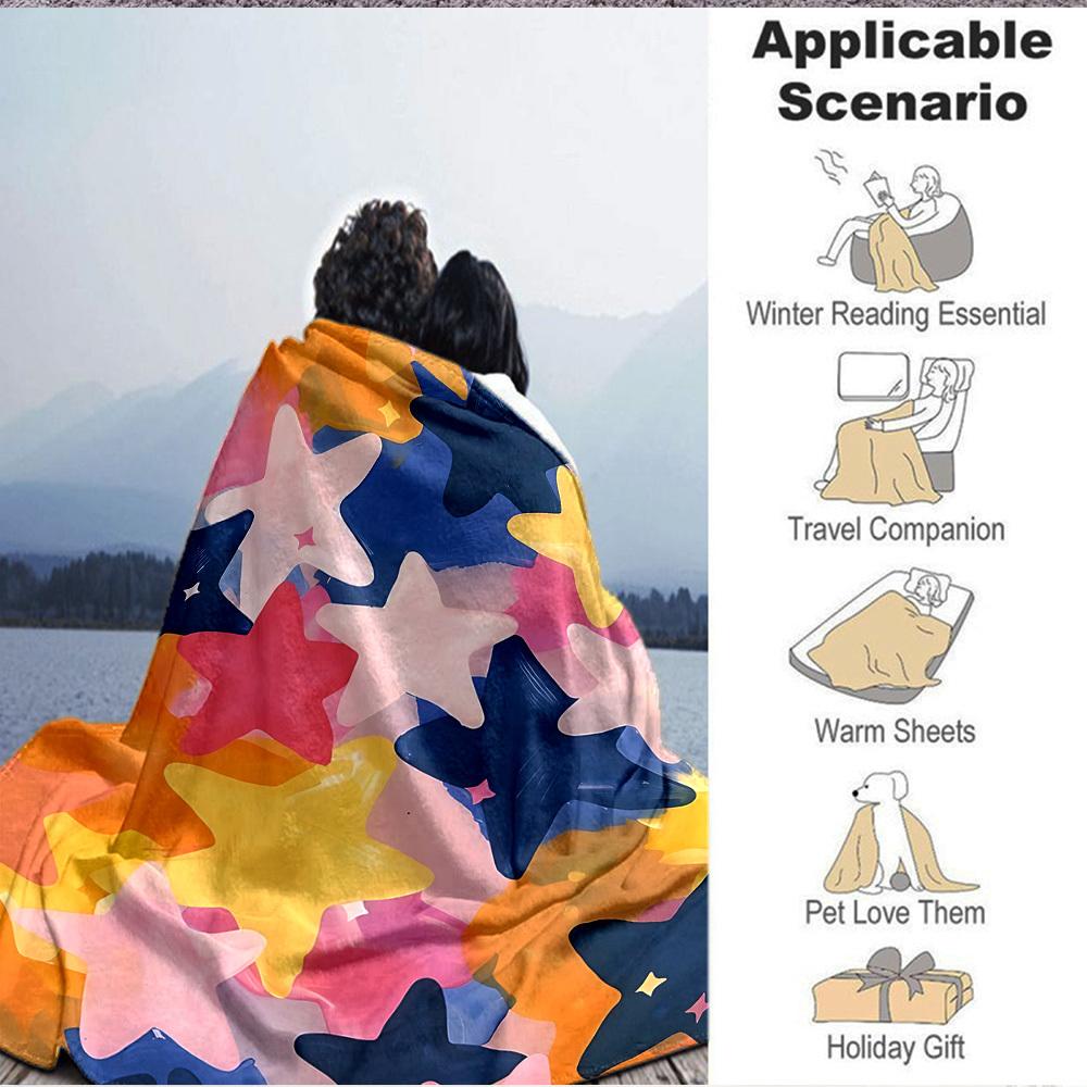 1pc Colorful Stars Blanket Warm,Perfect for Camping And Travel, Making It a Great Gift for Any Season Yy250904186