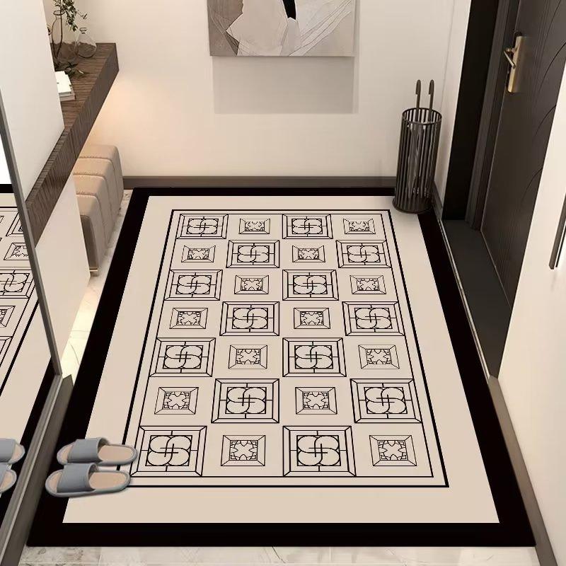 European Classical Entrance Carpet Square Foyer Entrance Floor Mat Floor Mat Bathroom Absorbent and Dirt Resistant Floor Mat