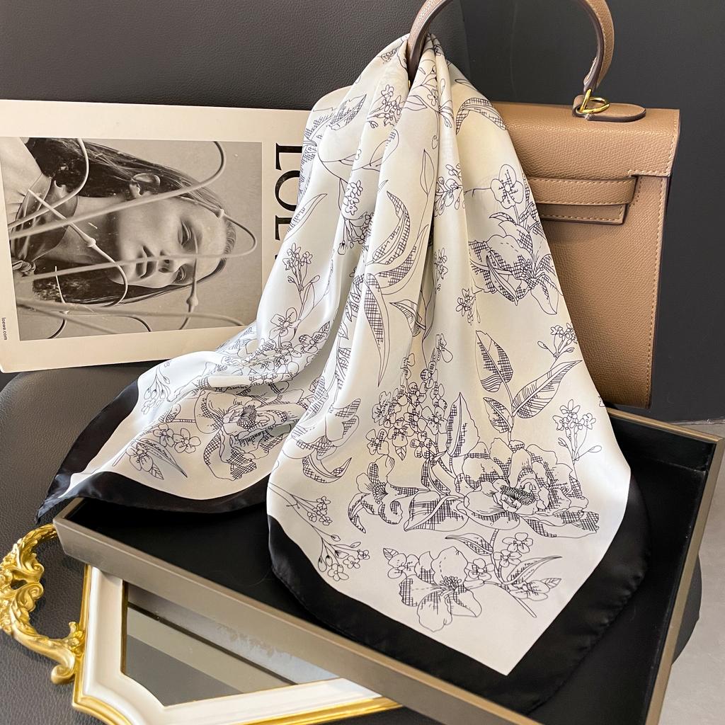  Luxury Silk Shawl Square Scarf for Women Satin Hijab Fashion Wraps Neckerchief Female Hair Bands Ribbon Headband Bandana